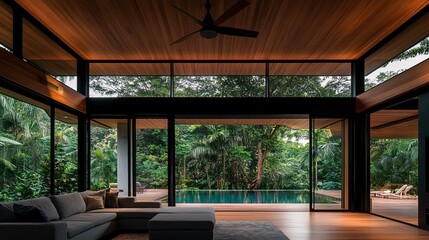 Obraz premium Serene Scandinavian Living Room with Nature View