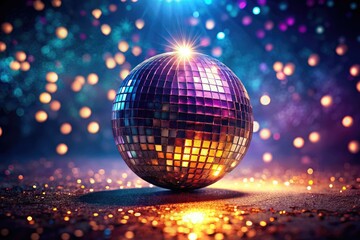 Fototapeta premium Dazzling disco ball sparkle: retro party backdrop, glittering texture. Perfect for vibrant photo backgrounds.