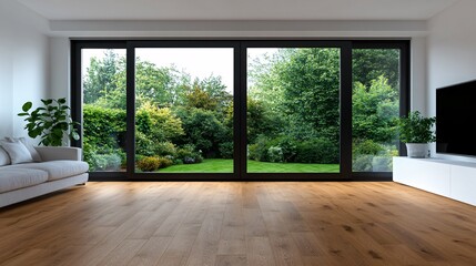 Modern Minimalist Interior with Garden View