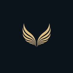 Fototapeta premium A minimalist representation of elegant, golden wings against a dark background, symbolizing freedom and aspiration.