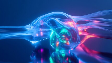 Obraz premium Vibrant 3D Render: Abstract Energy Flowing Mysteriously. AI Generated