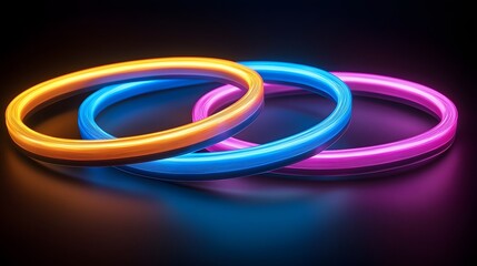 Fototapeta premium Mesmerizing intersection of vibrant neon light trails creating a dynamic futuristic abstract pattern on a dark background