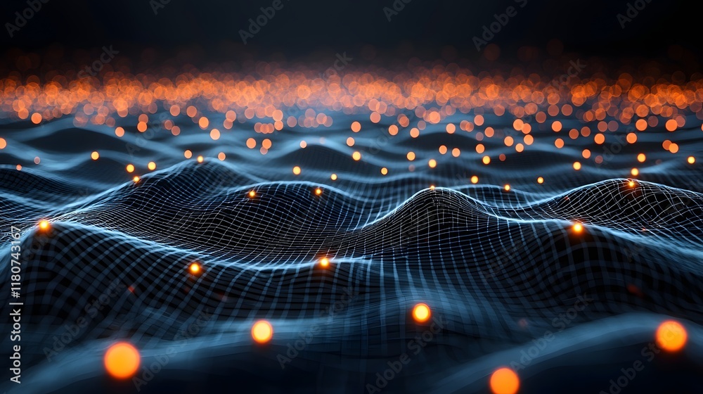 Poster vibrant neon light trails creating a captivating visual landscape on a futuristic technologically ad