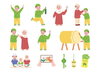 Muslim Kids Celebrating Eid Al Fitr