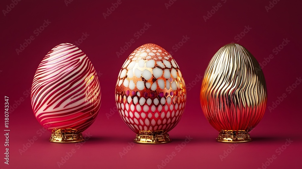 Poster crafted easter eggs with dynamic prismatic surface changes created using advanced nanobot technology