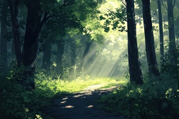 Obraz premium Sunlit Forest Path