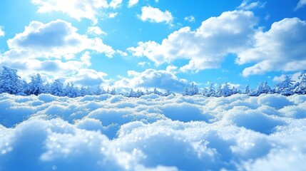 Winter Wonderland: Snow Covered Forest Under a Bright Blue Sky