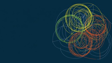 Abstract Colorful Intertwined Circular Lines Design