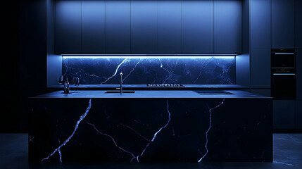 Obraz premium Dark Modern Kitchen 3D Illustration