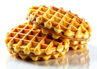 Mouthwatering Belgian waffles fill this high-resolution panoramic, perfect for food-focused backgrounds.
