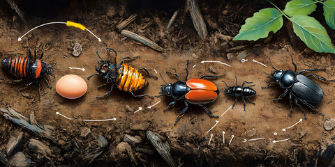 Beetle Life Cycle, Beetle Life Stages
Insect Growth Cycle
Evolution of a Beetle
Beetle Transformation
Nature's Life Journey
Stages of a Beetle