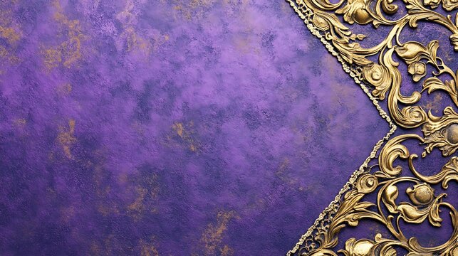 Purple Background with Golden Ornate Floral Design