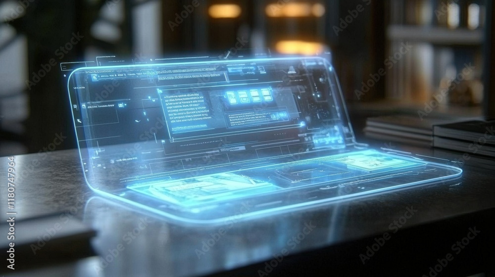 Leinwandbilder exploring holographic internet banking interfaces in high fidelity environments for a futuristic use