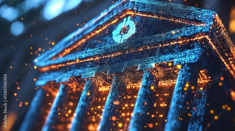 Aufkleber create a digital hologram of a virtual internet bank in high fidelity digital space interactive envi