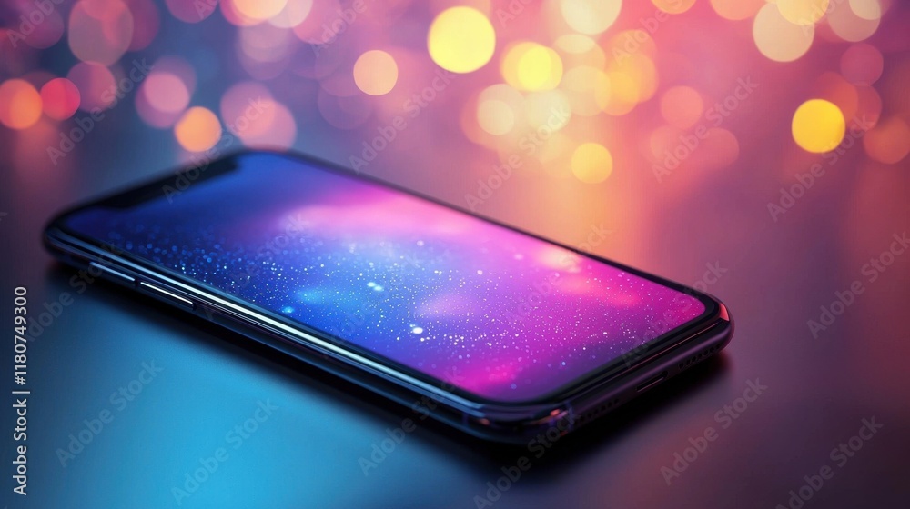 Aufkleber Exploring internet banking features on a smartphone screen digital space visual content modern environment close-up view glowing interface concept
