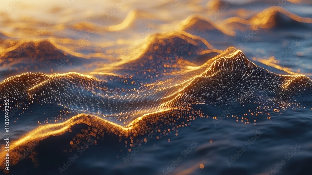 Poster Dynamic abstract glowing waves representing internet banking in a digital environment for financial innovation