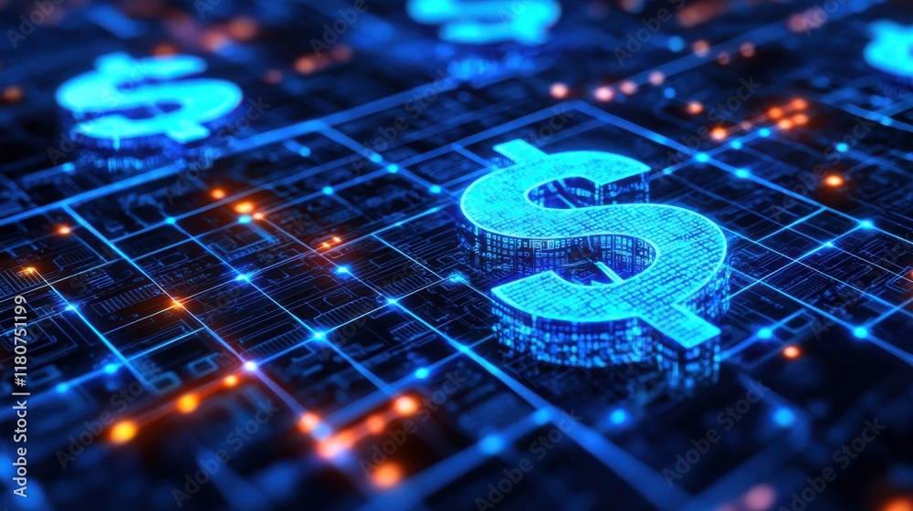 Poster Illuminated digital currency symbols in a futuristic interface high fidelity visualization of cryptocurrency dynamics