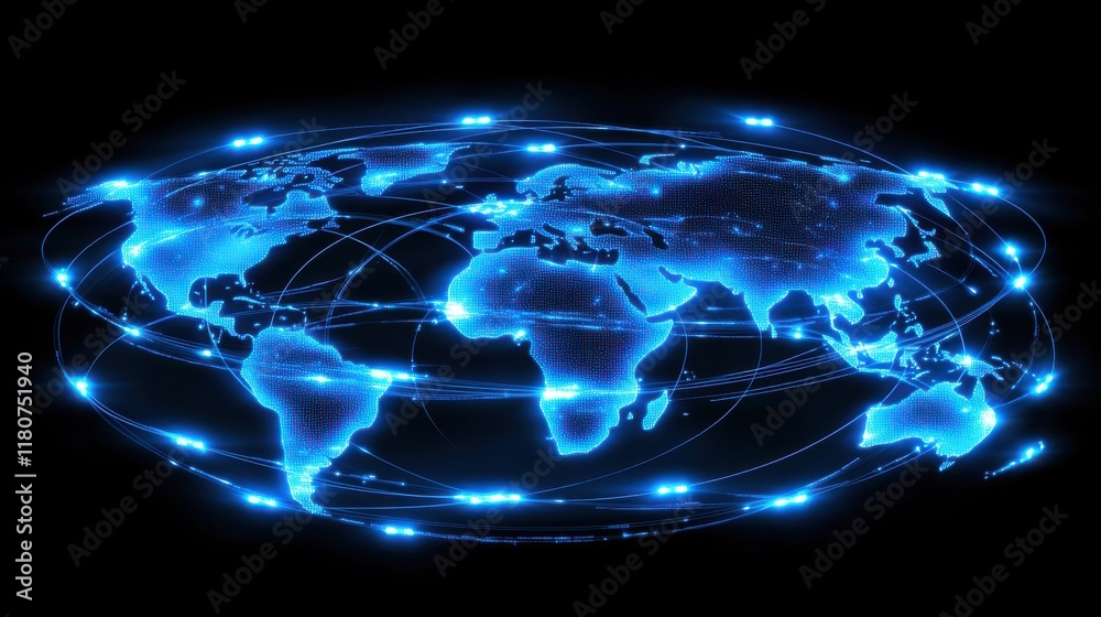 Poster Visualizing internet banking transactions glowing high fidelity data analysis in a digital environment from a global perspective