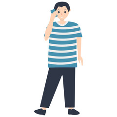 Fototapeta premium Young People Holding Technology Device. Vector Illustration in Flat Cartoon Design. 