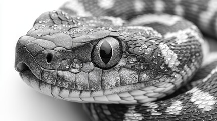 Fototapeta premium Close-up, monochrome snake head, scales, water droplets.