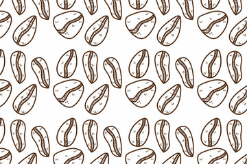 Cute and minimalist Coffee bean seamless pattern. Coffee doodle for packaging or wallpaper. 
