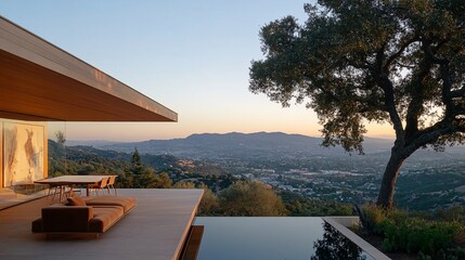 Modern Minimalist Living Room with Scenic View