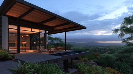 Fototapeta premium Modern Minimalist Living Room with Scenic View