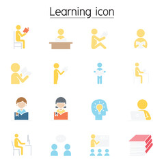 Learning icon set in thin line style