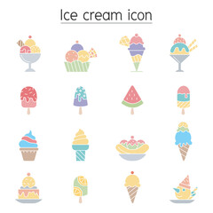 Ice cream icon set in thin line style
