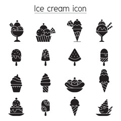 Ice cream icon set in thin line style