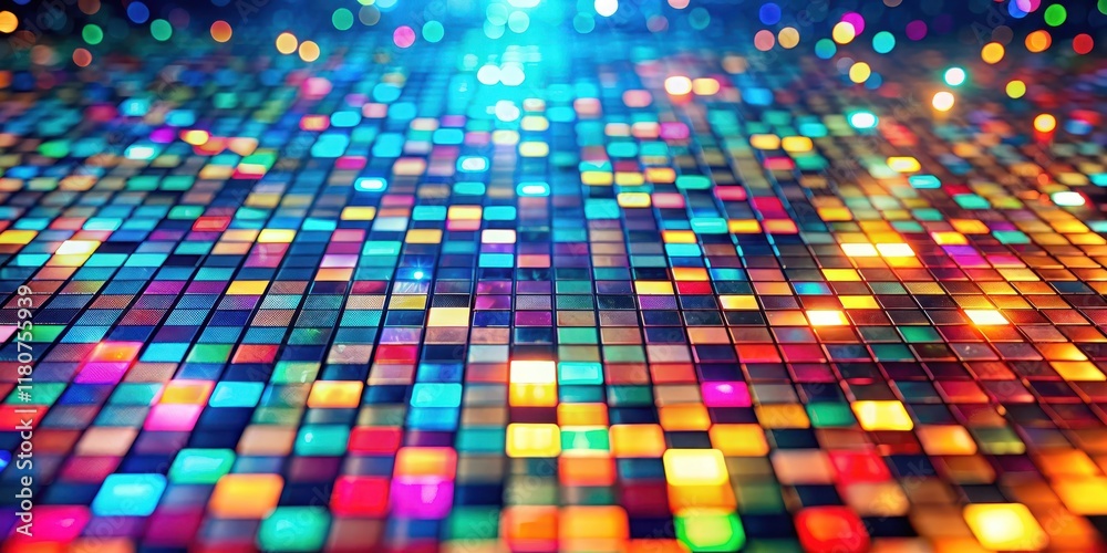Wall mural vibrant illuminated grid a symphony of colorful squares in a dynamic, luminous display