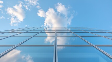 A tall building with a cloudy sky in the background