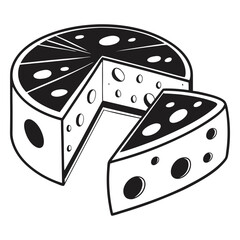 black and white cheese on white background