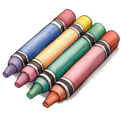 Colorful crayons in row, vibrant and inviting isolated design on white background