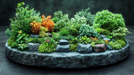 Tiny Green Ecosystem on Circular Layered Stand