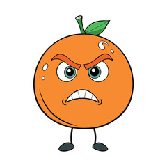 funny cartoon orange with angry face