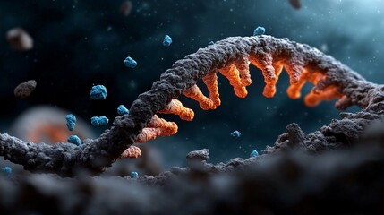 Twisting DNA Helix with Reflective Turquoise Elements