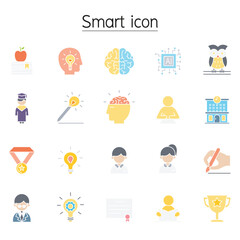 Smart, Genius, intelligence icon set in thin line style