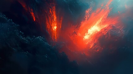 Fiery Abstract Inferno: A Volcanic Eruption of Color and Emotion