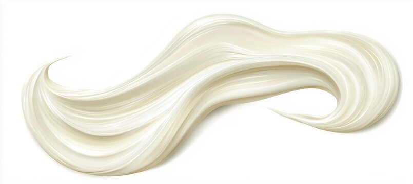 Two strokes of white cream on a purely white background.