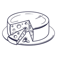 black and white cheese on white background