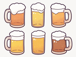 Various Beer Styles in Cute Illustrations