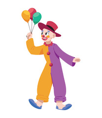 happy clown cartoon with balloons