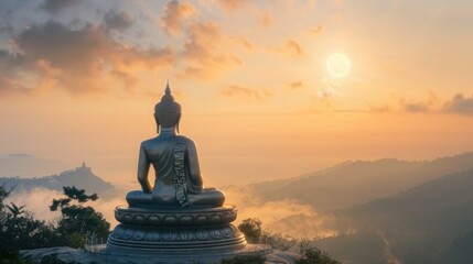 A large group of gold statues of Buddha are sitting in a row. Phuttha Utthayan Makha Bucha Anusorn (Buddhism Memorial Park), Nakhon Nayok, Thailand