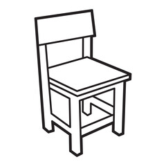 chair vector image, black and white line art, simple chair