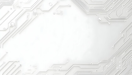 Abstract white circuit board background. Perfect for technology, electronics, and digital concepts.  Clean, modern design with copy space.