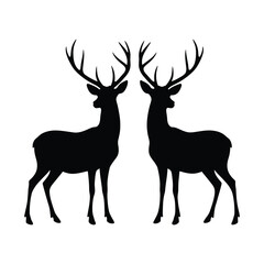 Beautiful Deer Silhouette vector illustration art with white background 