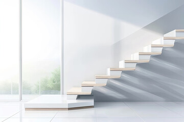 Obraz premium Minimalistic staircase design with natural light and clean lines