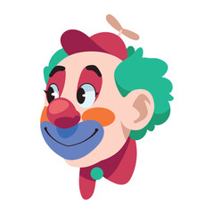 happy clown head with bow tie