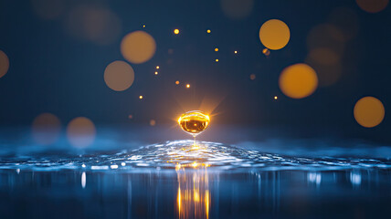 high speed camera shot captures droplet impacting water, creating stunning ripples and